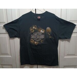 Vintage HARLEY-DAVIDSON Warner Bros Fargo ND Graphic Black T Shirt Size L